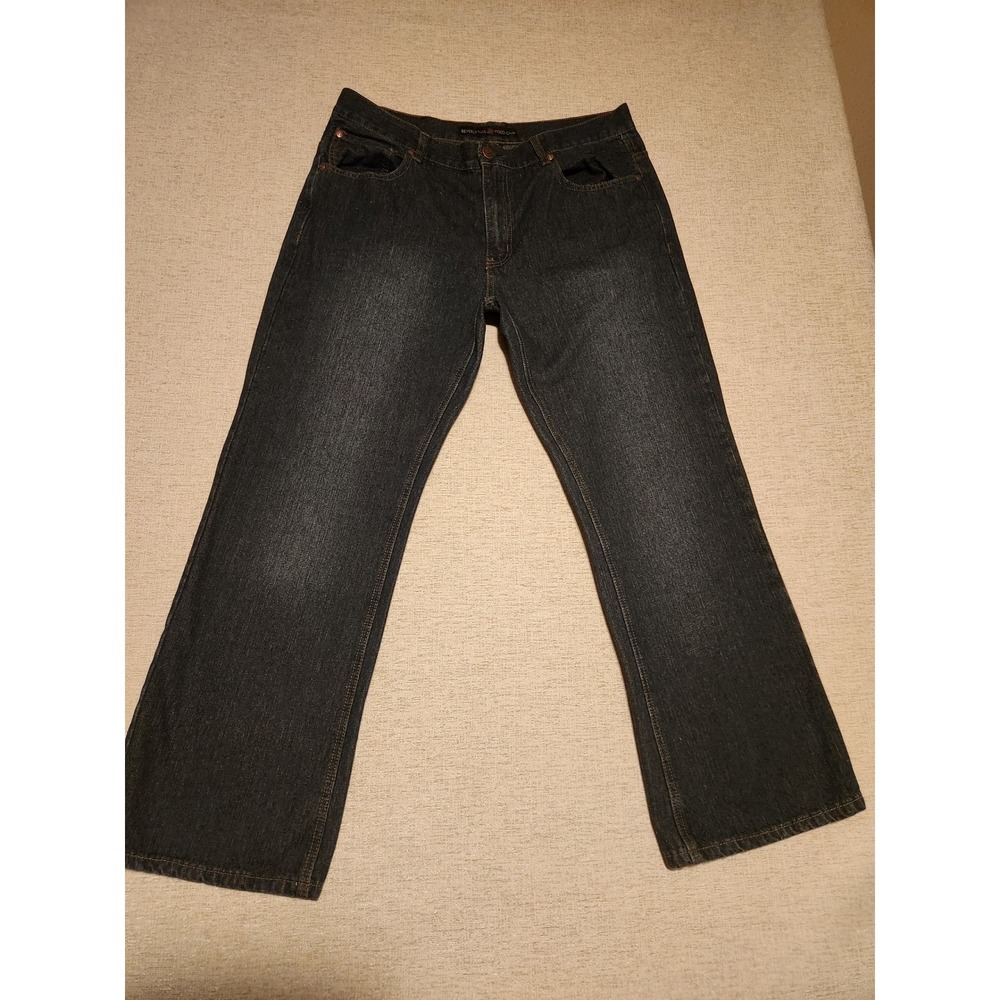 Beverly Hills Polo Club Jeans Mens 38x30 Dark Wash Blue Straight Leg Denim